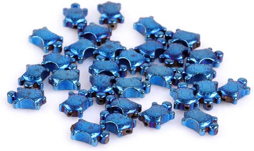 Vista 3 de Cuentas de hematita para hacer joyas, piedras preciosas semipreciosas de 0.394 x 0.551 in, color azul con revestimiento metálico, 15 pulgadas JOE