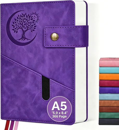Vista 19 de PAIBAS Cuaderno de diario con líneas gruesas de 365 páginas para hombres y mujeres, diarios grandes de cuero A4 para escribir, cuadernos de tapa