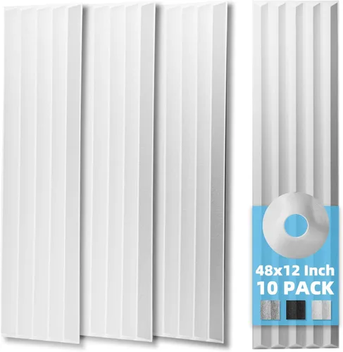 Vista 10 de Art3d Paquete de 6 paneles acústicos autoadhesivos insonorizados para pared, diseño de rayas de 16 x 12 pulgadas, bloque de ruido con poliéster