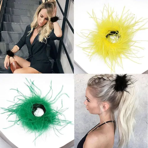 Vista 6 de Cooluckday 2 pulseras de plumas para mujer, diseño de círculo, palmaditas, decoración de muñeca, brazaletes