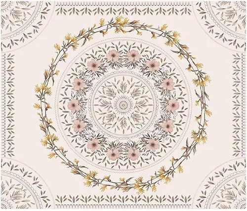 Vista 7 de Tapiz bohemio naranja para colgar en la pared, medallón floral de mandala, tapiz hippie con diseño de corona estética marrón claro, manta de Crema