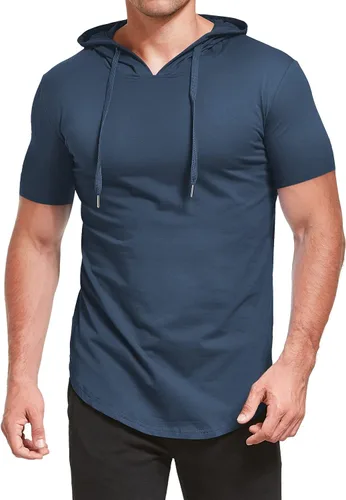 Vista 4 de Aiyino Men's S-5X Short Sleeve Fashion Athletic Hoodies Sport Sweatshirt Hip Hop Pullover