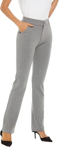 Vista 4 de iChosy Pantalones de vestir elásticos con corte de bota para mujer