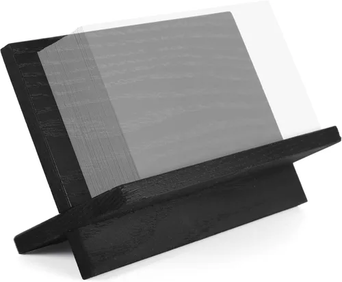 Vista 10 de Juego de 3 tarjeteros para escritorio, soporte para tarjetas pequeñas de madera negra, soporte profesional para tarjetas de presentación, soporte