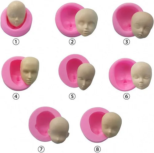 Vista 3 de 8 unids/set 3D bebé cara suave arcilla molde herramientas muñeca cara silicona molde Fondant pastel decoración herramientas chocolate caramelo