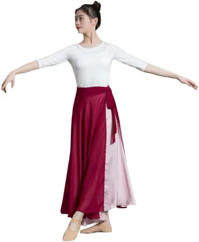 Vista 2 de ROYAL SMEELA Falda de baile para mujer, falda larga de ballet, falda larga fluida, falda de baile moderna contemporánea, falda de baile