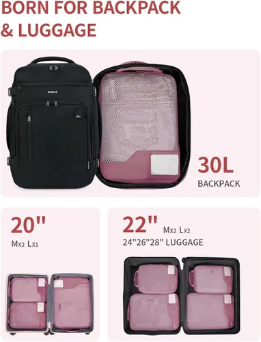 Vista 4 de ECOHUB Juego de 46 cubos de embalaje para viaje duraderos para maleta, juego de bolsas organizadoras con etiqueta personalizada, varios tamaños