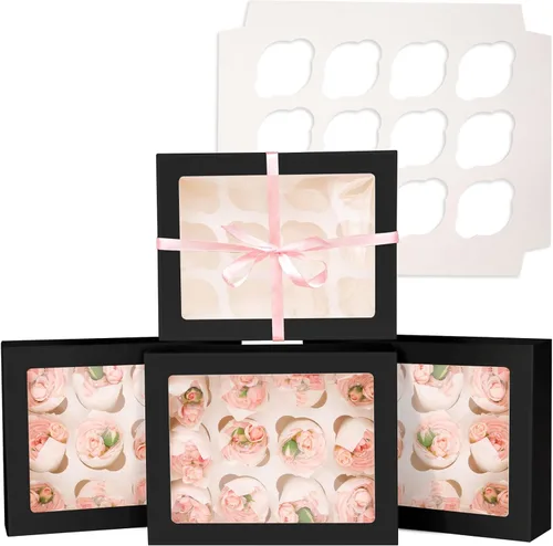 Vista 8 de Bakepacker Contenedores para 12 Cupcakes 10-Paquetes Caja de Cupcakes Roland Transportador de Cupcakes, 12 Cajas para Cupcakes con Ventana
