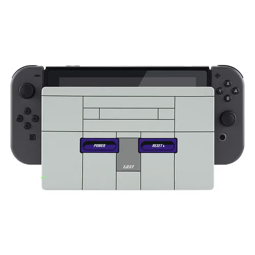 Vista 3 de eXtremeRate Custom Soft Touch Grip Faceplate for Nintendo Switch Dock, Classics SNES Style Patterned DIY Replacement Housing Shell for Nintendo