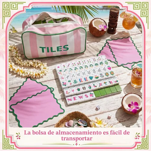 Vista 4 de Beeveer 166 American Mahjong Tile Set Hawaiian Beach Costal Mahjong Set