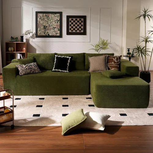 Vista 20 de ovios Sofá seccional Cloud de 96 pulgadas con chaise en forma de L, sofá modular moderno con asiento profundo, sofás tapizados para sala de estar