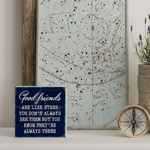 Vista 2 de Barnyard Designs Cartel de caja de madera, decoración motivacional de escritorio para oficina, decoraciones primitivas inspiradoras para mujeres