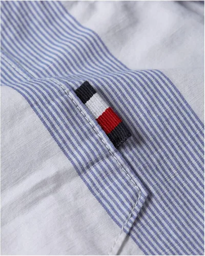 Vista 3 de Tommy Hilfiger Camisa de mezcla de lino de manga corta para hombre, ajuste regular