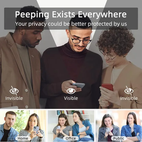 Vista 7 de Protector de pantalla de privacidad Ruwa para iPhone 14 Pro Max [Pack de 3] [17 cm] Película de vidrio templado para pantalla con marco