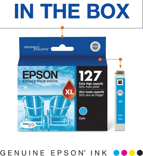 Vista 3 de Epson 127 cartuchos de tinta DURABrite Ultra para NX-530, NX-625, WF-3520, WF-3530, WF-3540, WF-545, WF-60, WF-630, WF-633, WF-635, WF-645, WF-7010
