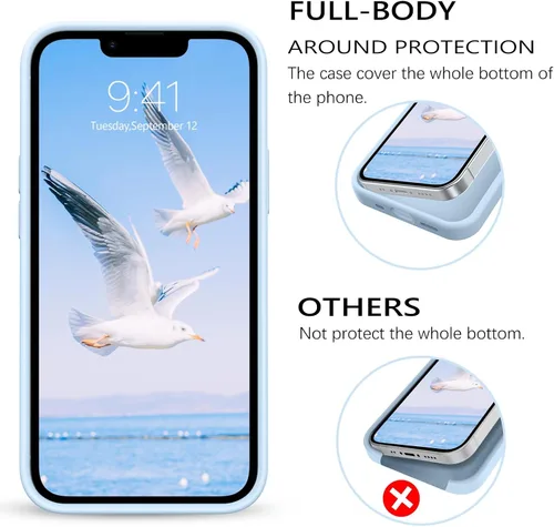 Vista 8 de GUAGUA Funda para iPhone 13 Mini, iPhone 13 Mini, funda de silicona de gel suave, delgada, ligera, forro de microfibra, textura de cojín a prueba