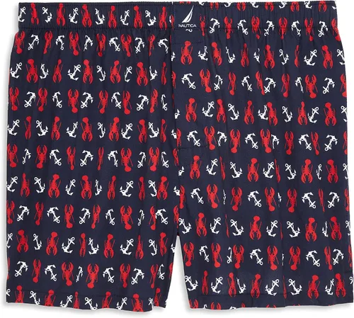 Vista 3 de Nautica Bóxer clásico tejido de algodón para hombre, Rojo náutico
