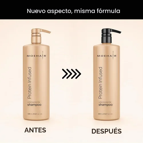 Vista 4 de MOEHAIR Champú antiencrespamiento con proteína con vitamina E B5, 32 onzas