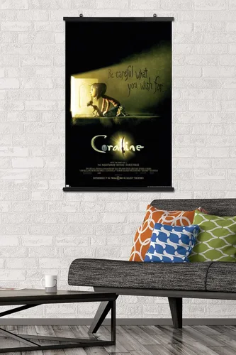 Vista 2 de Trends International Coraline - Póster de pared de una hoja con texto en inglés «Be Careful», 34 pulgadas de largo x 22.4 pulgadas de ancho, paquete