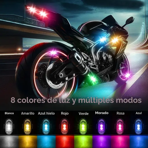 Vista 3 de Mcbazel 4 luces LED estroboscópicas inalámbricas recargables magnéticas, 8 colores, USB, impermeable, anticolisión, luz de advertencia intermitente