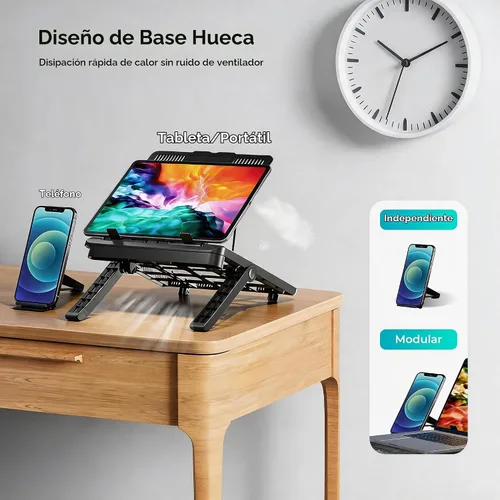 Vista 6 de ergounion Adjustable Laptop Stand for Desk, Ergonomic Riser for 10-17" Lap