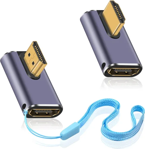 Vista 10 de Duttek 90 Degree HDMI Adapter 4 Styles, 8K HDMI 90 Degree Adapter[48Gbps, 8K@60Hz] Up&Down Angle, Left&Right Angle HDMI Male to Female Extender