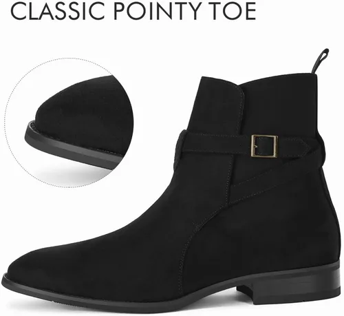 Vista 2 de Botas Chelsea para hombre, zapatos de vestir con correa de hebilla, botines cómodos para caminar