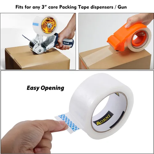 Vista 3 de Cinta de embalaje transparente de alta resistencia, rollos de sellado ideal para cajas de embalaje, envío y suministros de mudanza, embalaje, 12