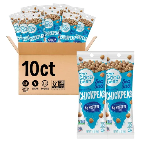Vista 10 de The Good Bean Garbanzos crujientes – Sweet Sriracha – (paquete de 10) paquete de 1.4 onzas – Frijoles de garbanzos tostados – Snack vegano con buena