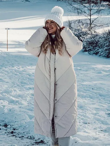 Vista 5 de Yousify Women's Hooded Long Puffer Coat Winter Longer Thickened Down Jacket Zip Cotton Outwear