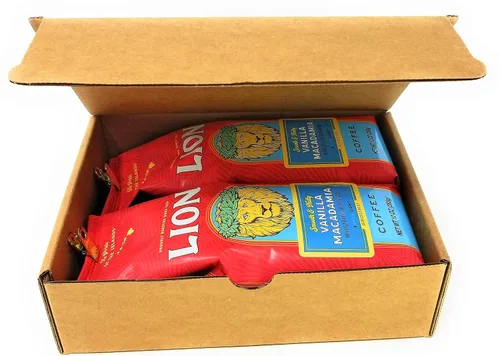 Vista 5 de Lion Coffee VAINILLA MACADAMIA Smooth & Nutty Ground (dos bolsas de 10 onzas) con cuchara de café de 0.35 onzas en sobre corrugado a prueba