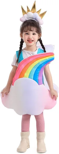 Vista 7 de Seasons Todder - Disfraz de arco iris iluminado, diseño de nube, 7 colores, con tocado de sol