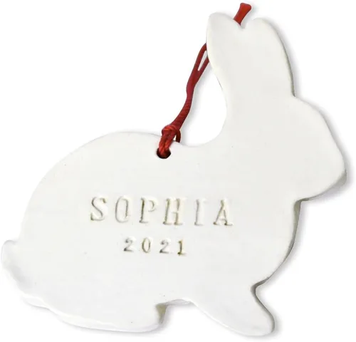 Vista 4 de Personalized Bunny Ornament 2025, Rabbit Christmas Ornament, First Christmas Ornament, Baby Ornament, Child Ornament, Holiday Gift