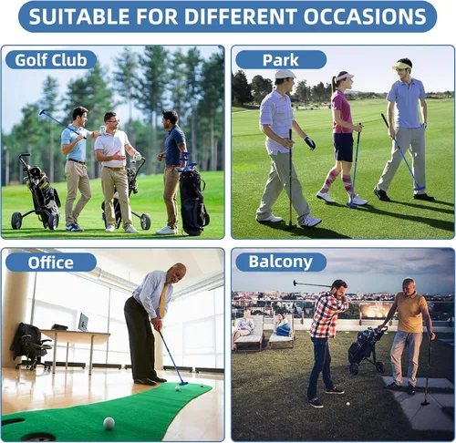 Vista 5 de Juego de 2 mini golf – Putter bidireccional, diestro/izquierdo, longitud ajustable para adultos, principiantes