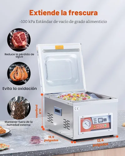 Vista 10 de VEVOR Chamber Vacuum Sealer 260W Sealing Power 10.2 Inch Sealing Length