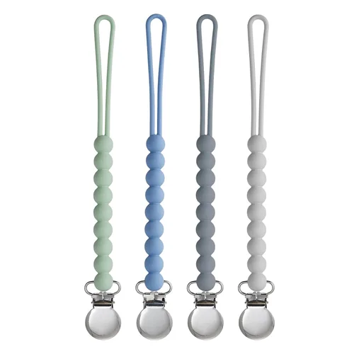 Vista 6 de Clip para chupete para niños y niñas, paquete de 4 soportes para chupete de chupete, para regalo de ducha, cumpleaños (beige, beige, azul, salvia)