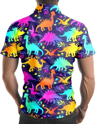 Vista 5 de Camisas de los años 80 para hombre, divertido traje vintage de los años 90 para hombres, camisas hawaianas abotonadas para fiesta de los años 90