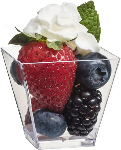 Vista 9 de Zappy elegante de 2 oz Square Mini tazas anteojos 2oz Claro, Tamaño Pequeño), diseño de cubeta de postre cuencos para aperitivos de postre