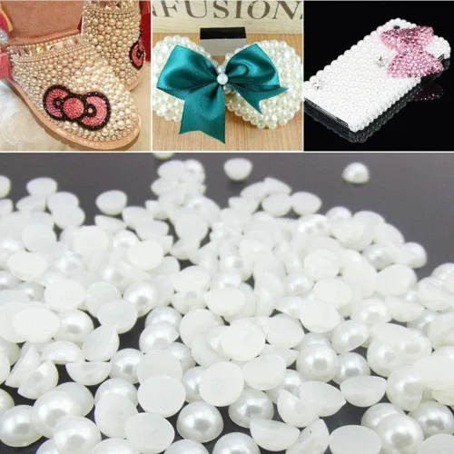 Vista 6 de 990 calcomanías autoadhesivas de perlas, calcomanías de perlas blancas con parte trasera plana para belleza facial, maquillaje, arte de uñas