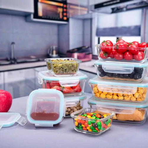 Vista 5 de S SALIENT 18 recipientes de vidrio para almacenamiento de alimentos con tapas, recipientes de vidrio para preparación de comidas, recipientes