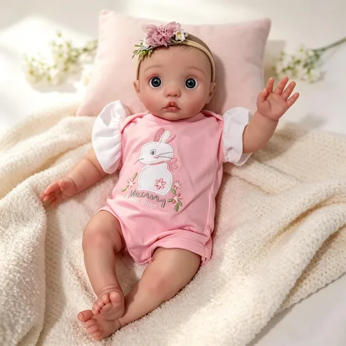 Vista 5 de iCradle Preciosa muñeca de bebé Reborn de 20 pulgadas, 19.7 in, de silicona suave, con ojos cerrados, muñeca recién nacida, regalo para mayores de 3