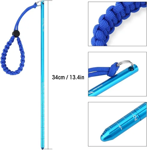 Vista 3 de Puntero de buceo de aleación de aluminio, barra de langosta con cordón para muñeca (azul rey)