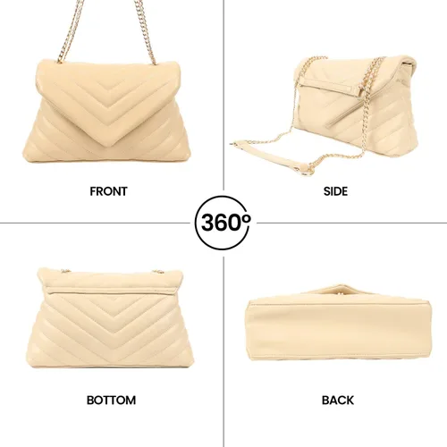 Vista 6 de PRETTYGARDEN Bolsos cruzados de moda para mujer, ligeros, ajustables, correa de cadena acolchada, bolsos de hombro