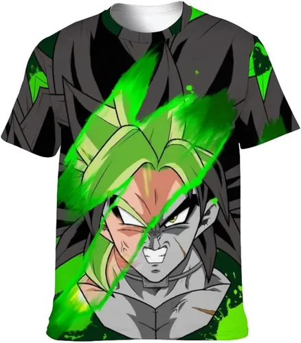 Vista 6 de Saiyajin Broly - Camisetas casuales para hombre, manga corta, unisex, cuello redondo, camisetas para jóvenes y adultos