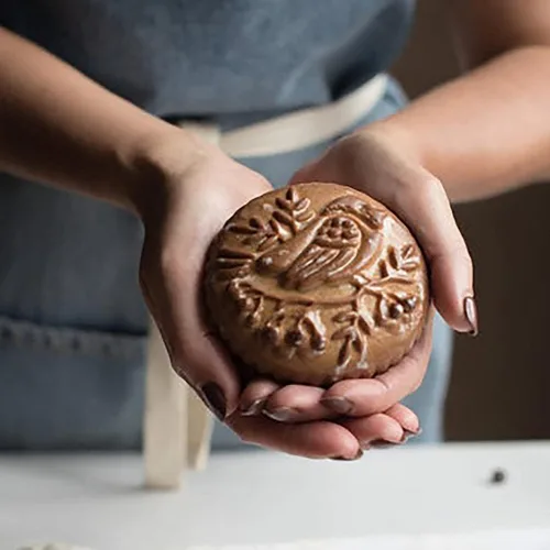 Vista 6 de Molde de Galletas de Madera Tallada con Pájaro - Cortador de Galletas de Jengibre DIY con Prensa de Relieve