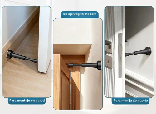 Vista 6 de Topes de puerta mate negros para pared - Tope de puerta de resorte de 4.33 pulgadas para la parte inferior de la puerta, tope de puerta de aluminio