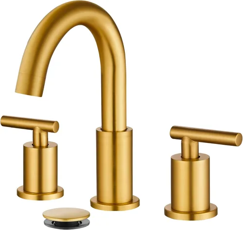 Vista 11 de gotonovo Grifo de Lavabo de Baño de 3 Orificios 2 Manijas con Desagüe Emergente con Válvulas Mezcladoras de Agua Caliente y Fría Grifo de Baño Negro