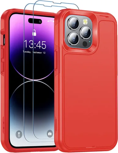 Vista 9 de jaroco Funda magnética para iPhone 14 Pro, compatible con MagSafe, protección resistente contra caídas con 2 protectores de pantalla de vidrio +