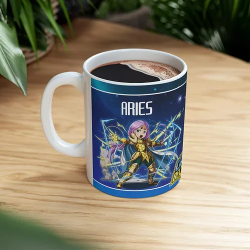 Vista 4 de Aries, Los Caballeros del Zodiaco, Taza de Cerámica 11Oz