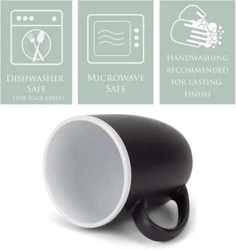 Vista 4 de Elanze Designs Juego de 4 tazas de cerámica mate de 16 onzas con interior blanco y negro